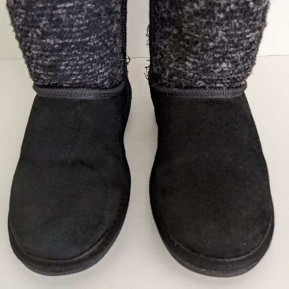 Minnetonka Black Suede Shearling Lined Boots 8 - Picture 3 of 10